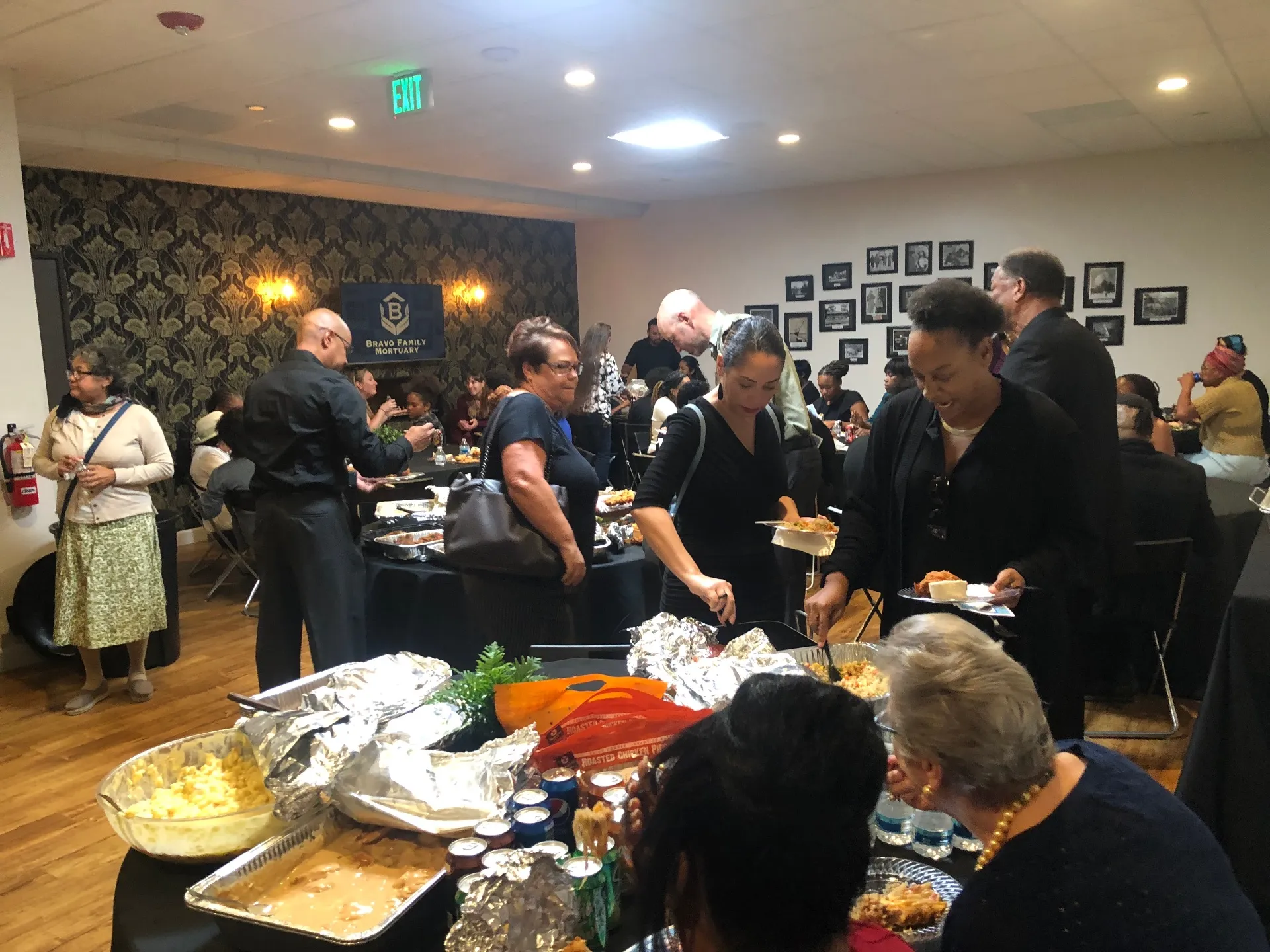 A reception gathering at Bravo Family Mortuary's banquet room